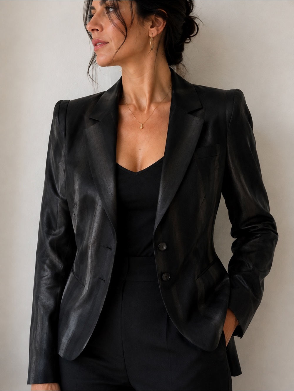 Lida Baday Charcoal Tailored Blazer – Size 8 | Made in Canada